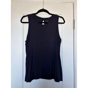 Halogen Navy Blue Sleeveless Keyhole Back Split Hem Tank Top Medium